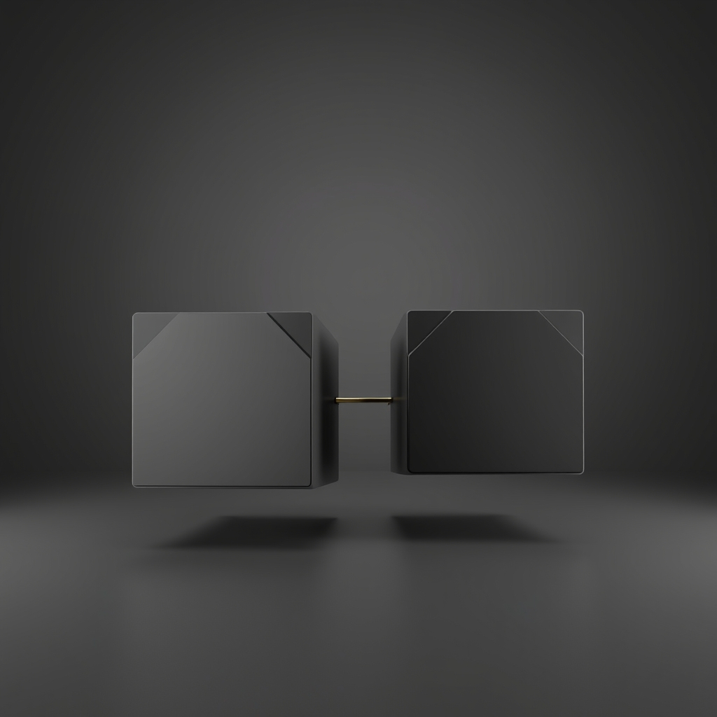 A small and large geometric cube linked by lines, illustrating the comparison between two AI models at vastly different scales with comparable capability.