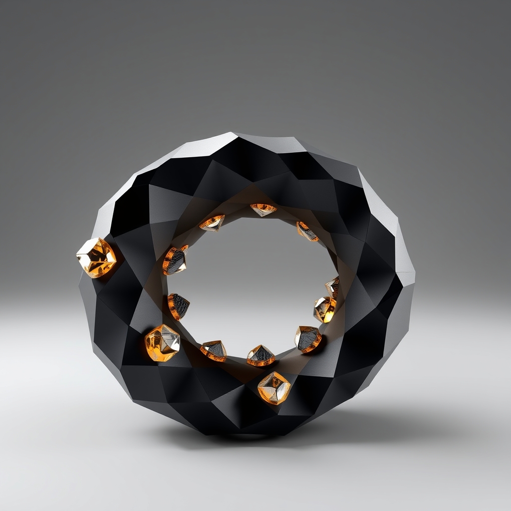 A flexible curved passage in faceted geometry with crystalline structural nodes suggesting controlled precision through targeted reinforcement.